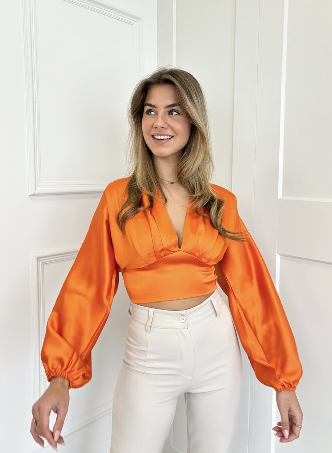 Blouse satin Fenne oranje