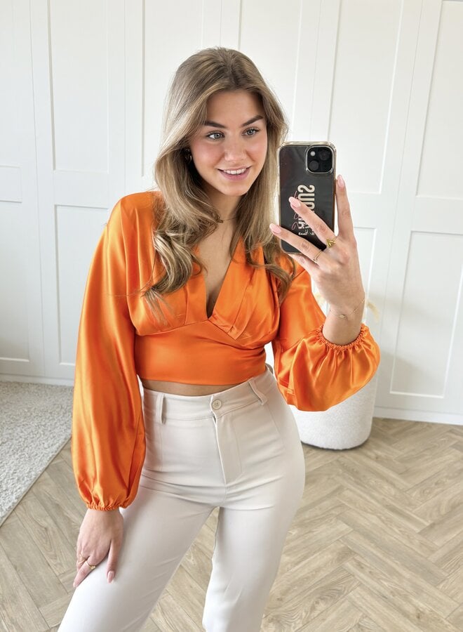 Blouse satin Fenne oranje