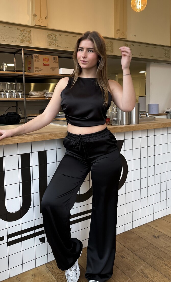 Satin broek Tess zwart