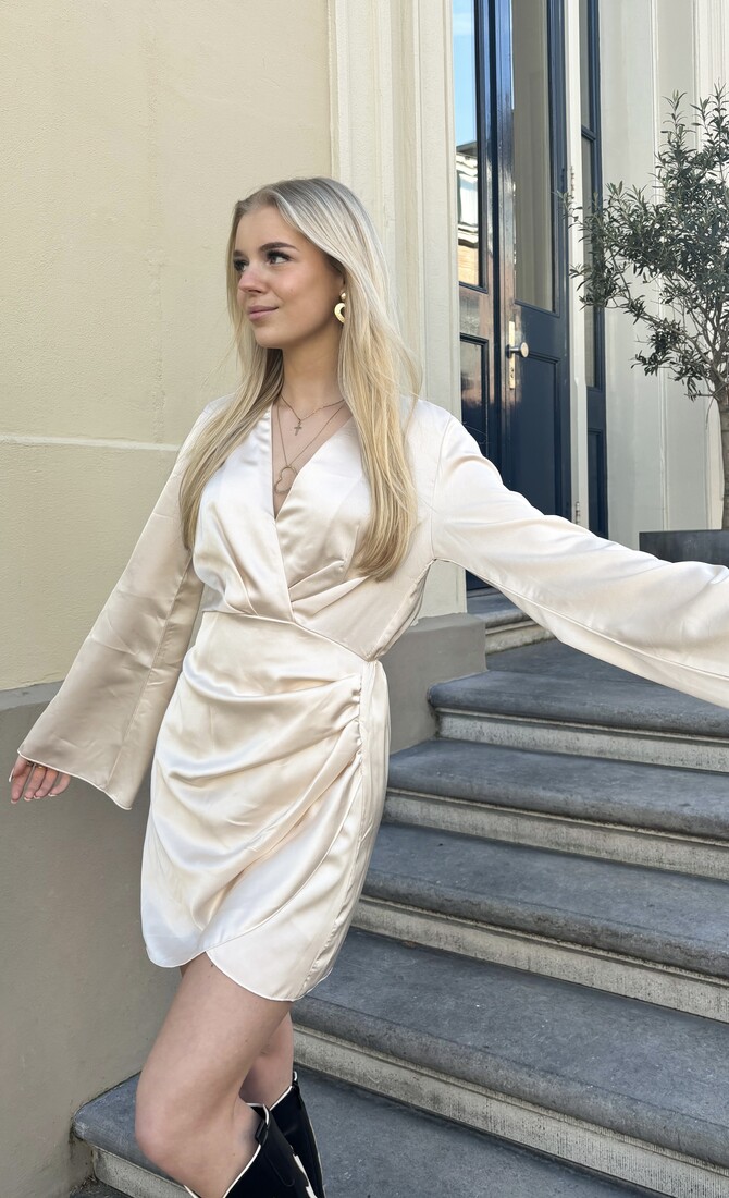 Satin dress Sofie beige