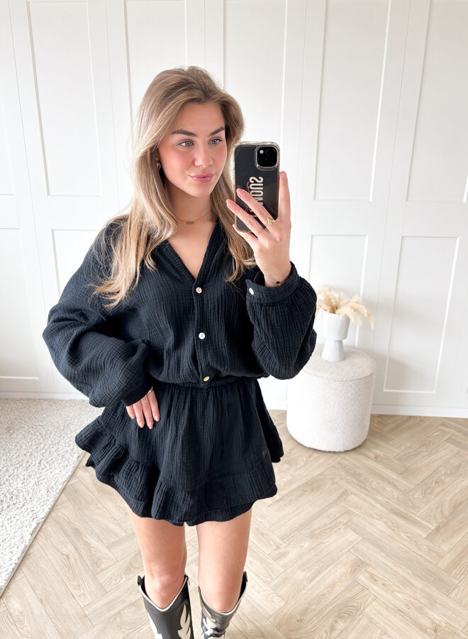 Playsuit katoen Amy zwart