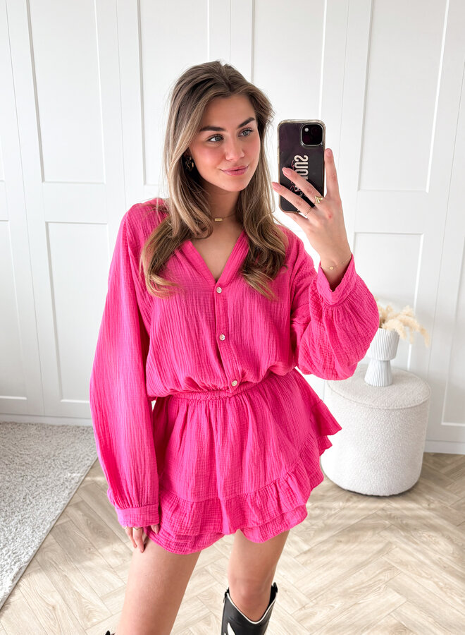 Playsuit katoen Amy fuschia