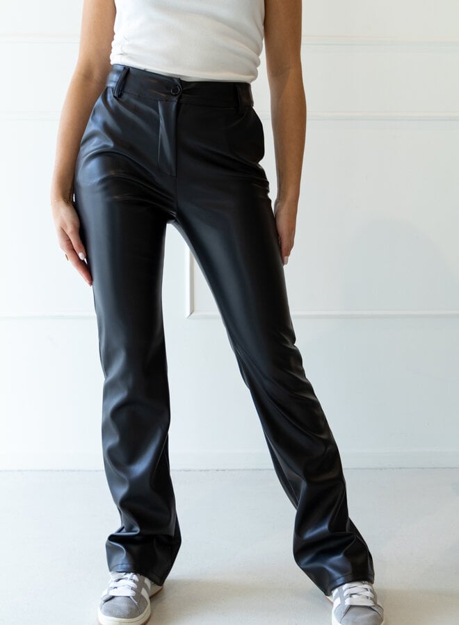 Leather flare broek Yara zwart