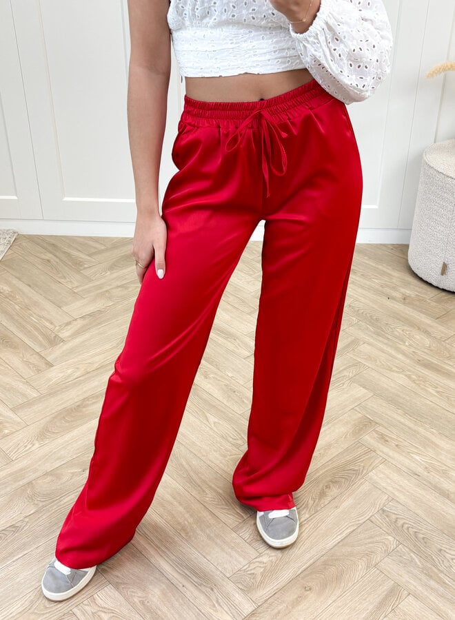 Satin broek Tess rood