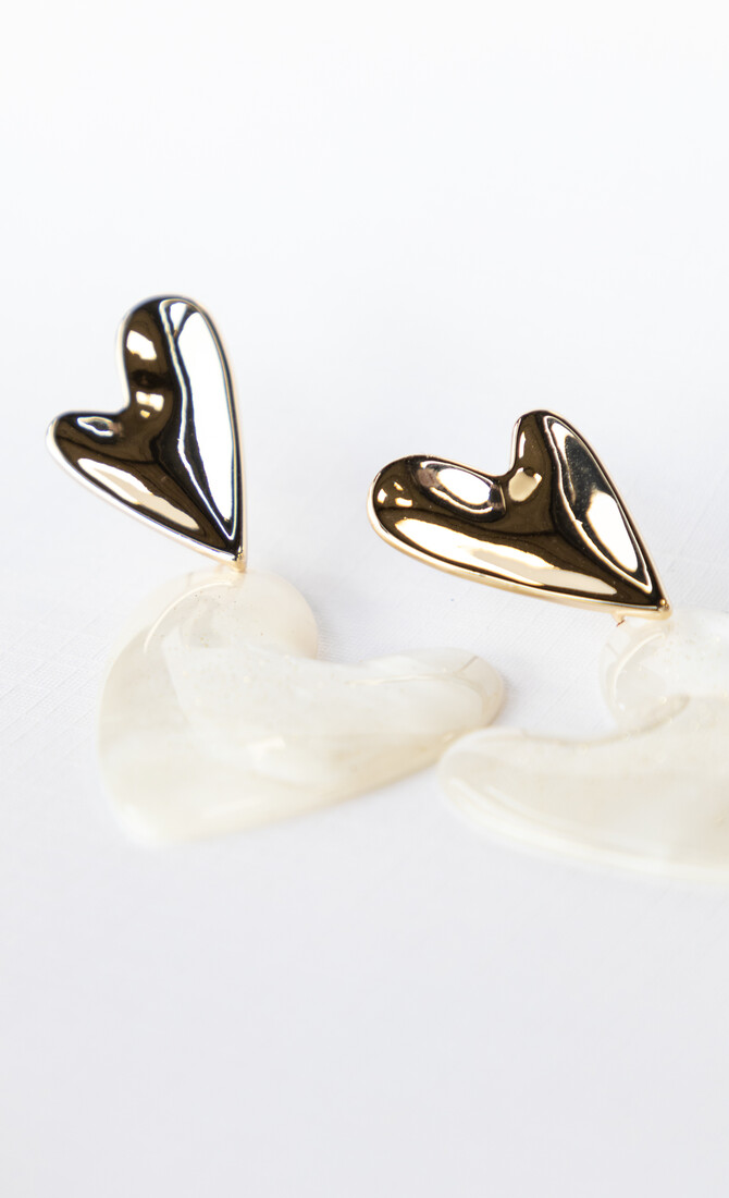 Oorbel pearl white heart