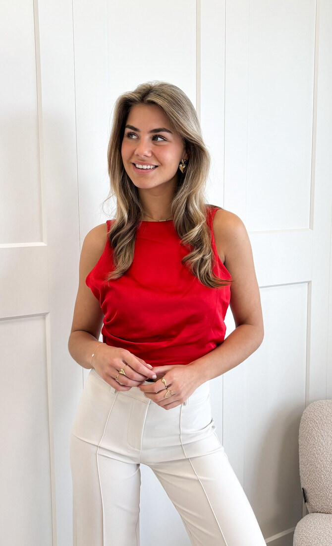 Satin wrap top Jill rood