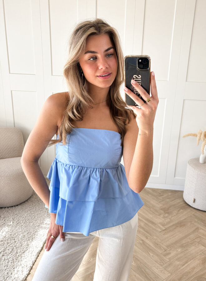 Strapless top Zoë blauw