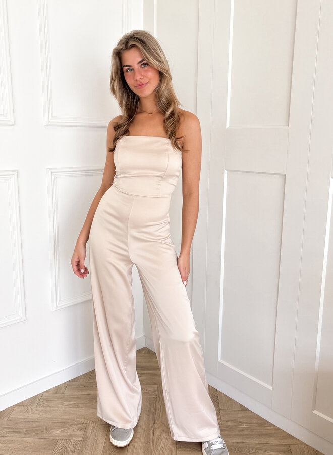 Strapless jumpsuit Evi beige