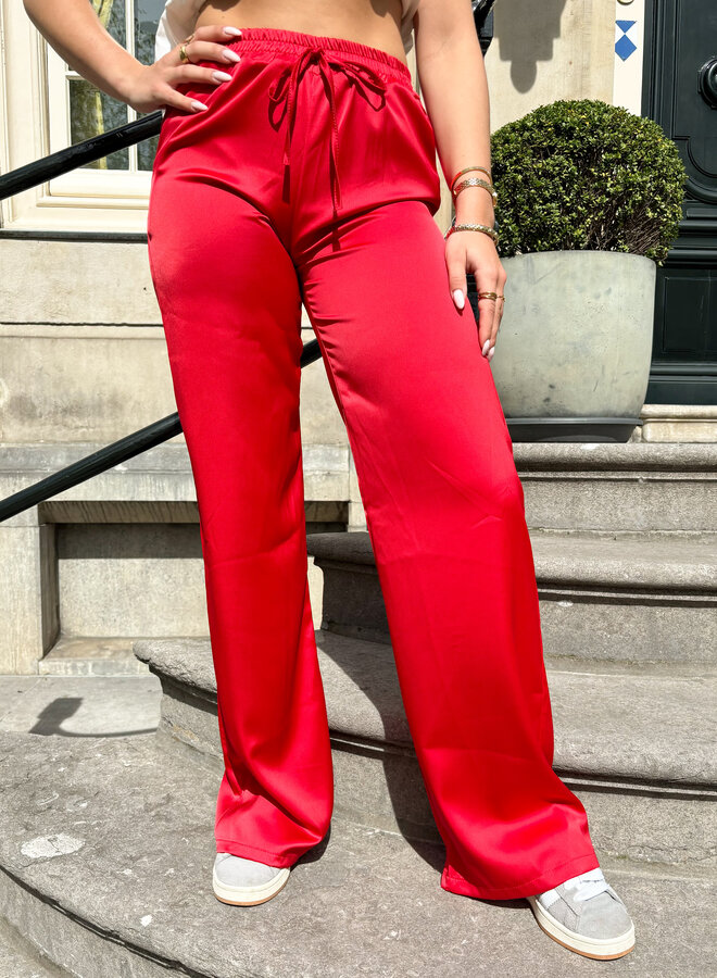 Satin broek Tess rood