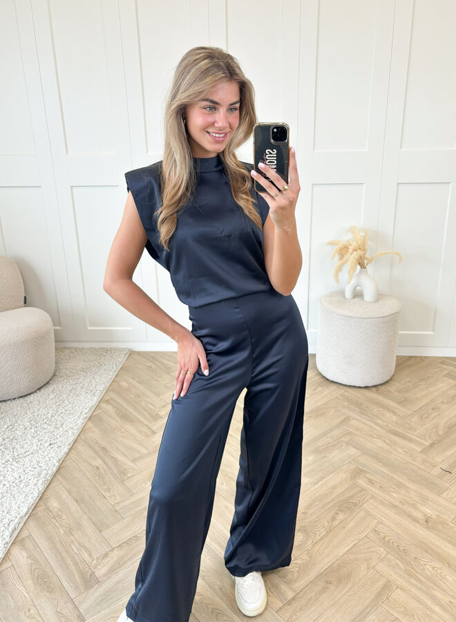 Jumpsuit satin Lily navy ( PRE ORDER )