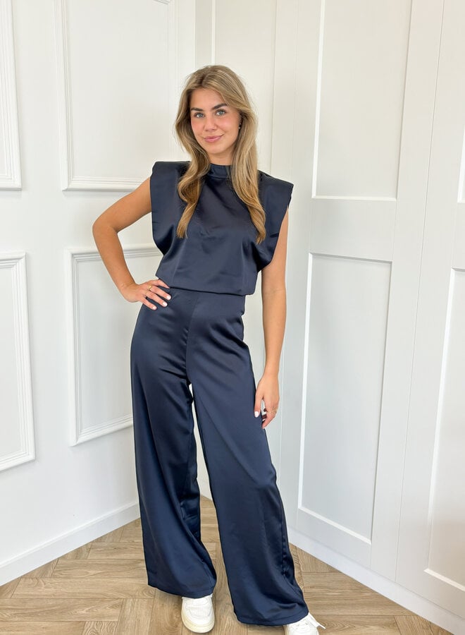 Jumpsuit satin Lily navy ( PRE ORDER )