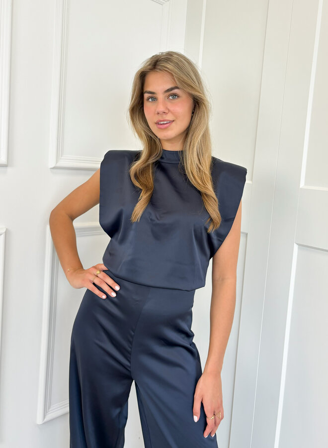 Jumpsuit satin Lily navy ( PRE ORDER )
