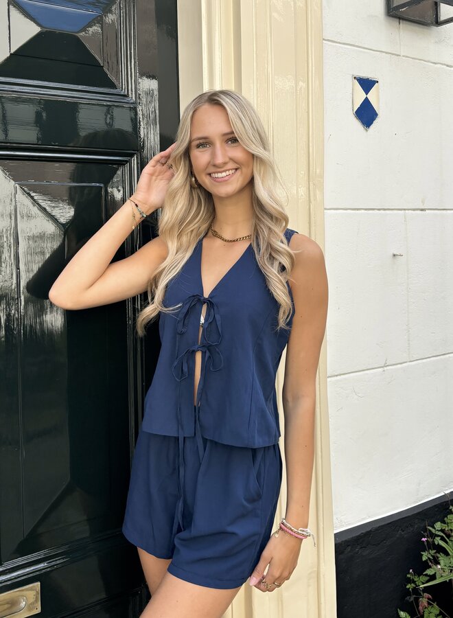 Linnen short Myla navy