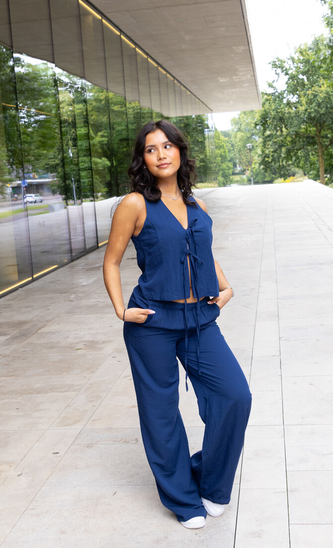 Linnen broek May navy