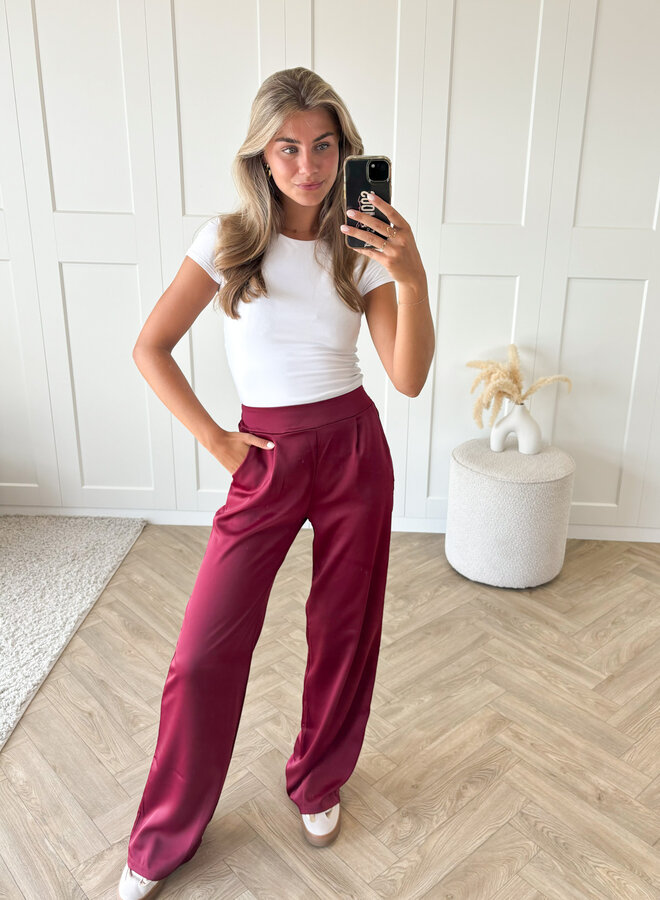 Satin broek Elin rood