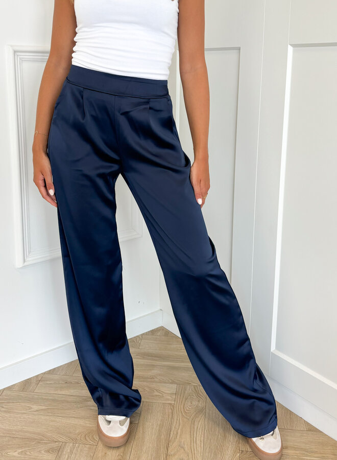 Satin broek Elin navy