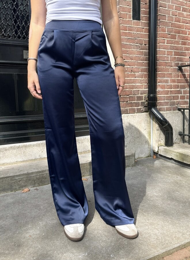 Satin broek Elin navy