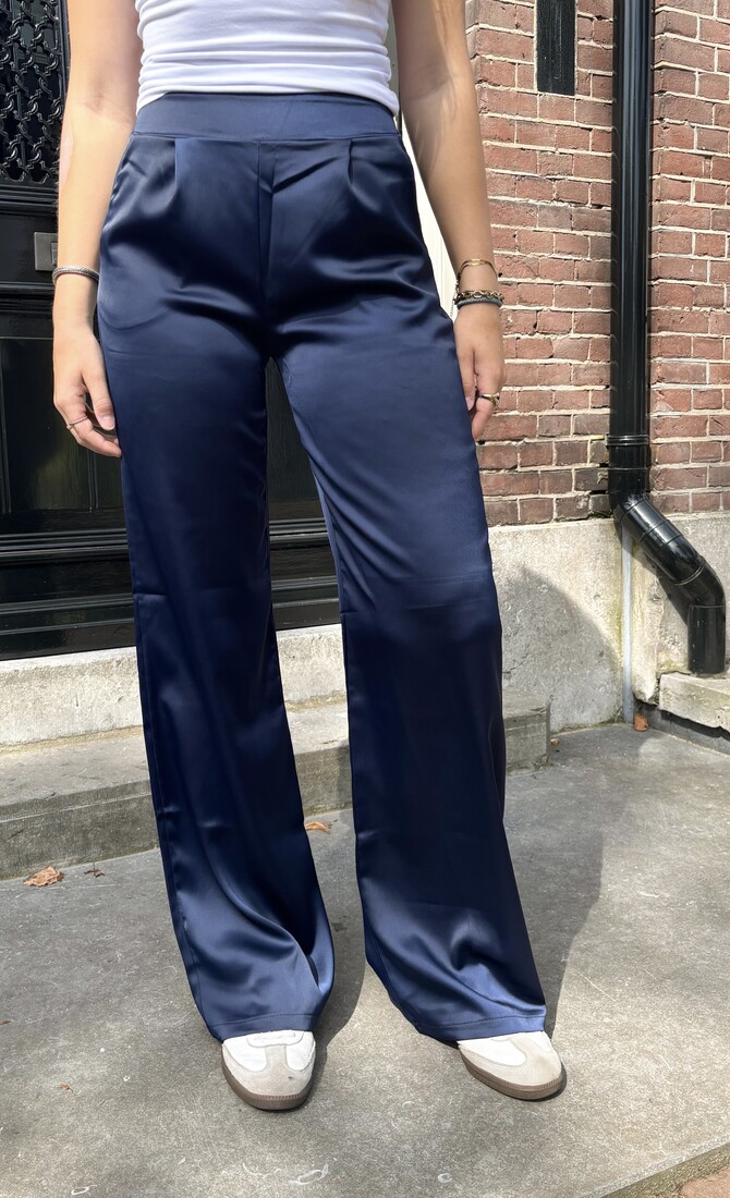 Satin broek Elin navy