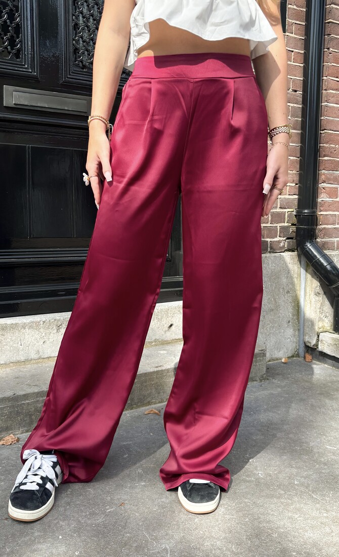 Satin broek Elin rood