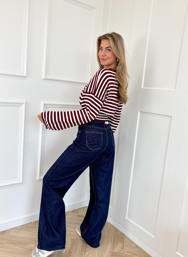 Strepen trui Hazel bordeaux