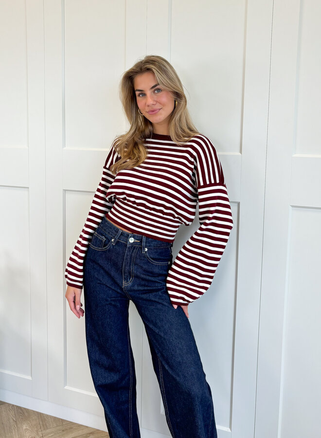 Strepen trui Hazel bordeaux