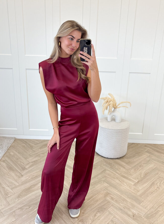 Jumpsuit satin Lily bordeaux