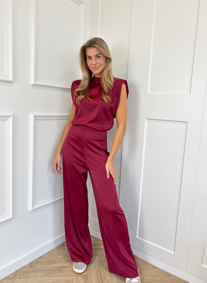 Jumpsuit satin Lily bordeaux