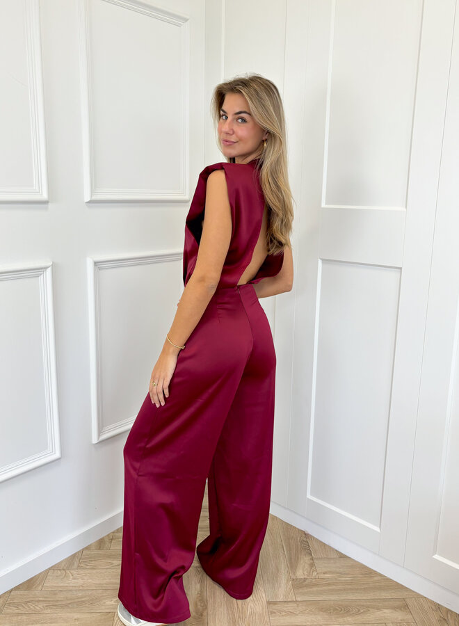Jumpsuit satin Lily bordeaux