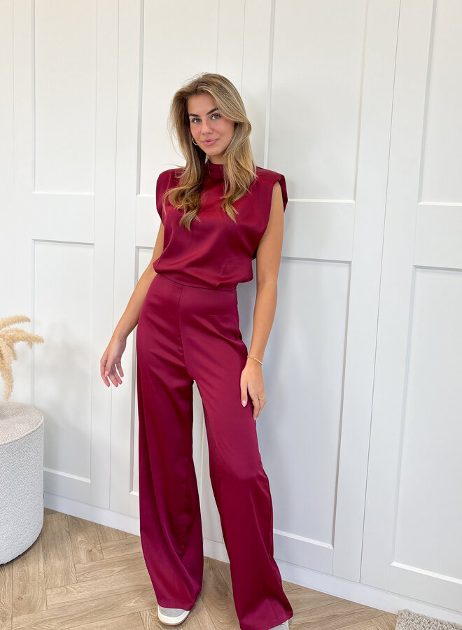 Jumpsuit satin Lily bordeaux