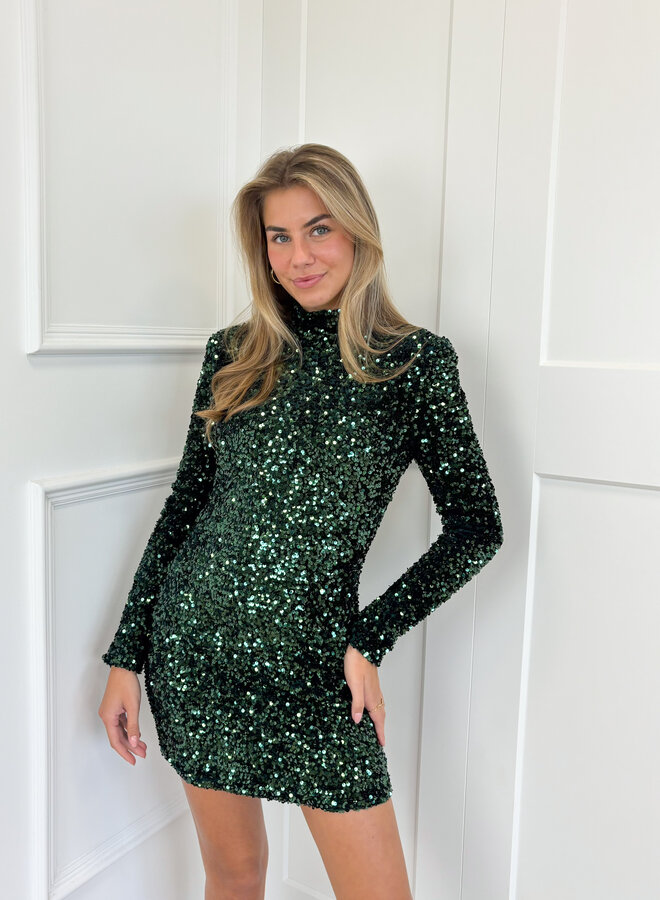 Glitter jurk Annebel groen