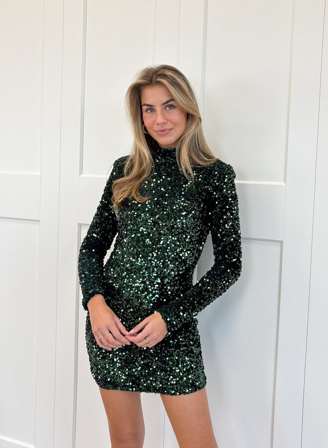 Glitter jurk Annebel groen