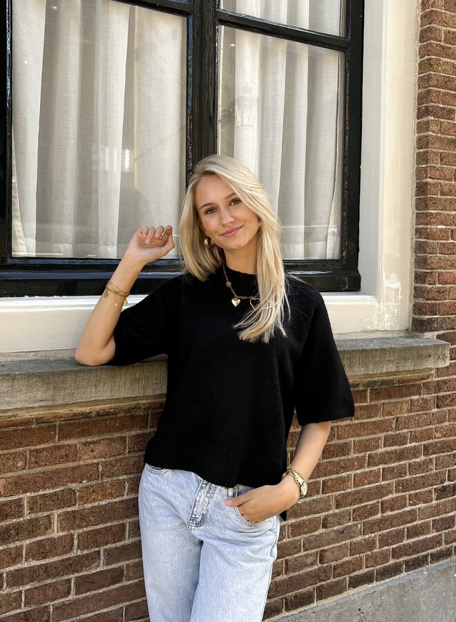 Knit top Kendal zwart I Basic top Famous Store