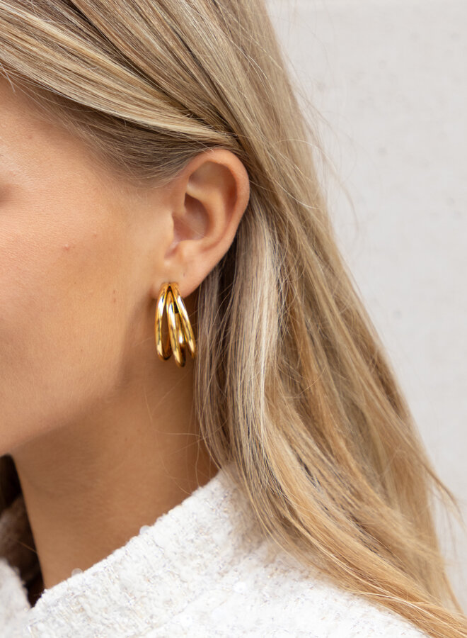 Oorbel Triple Hoop Goud