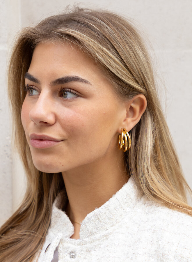 Oorbel Triple Hoop Goud