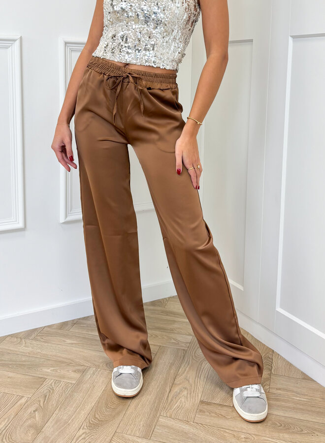 Satin broek Tess bruin
