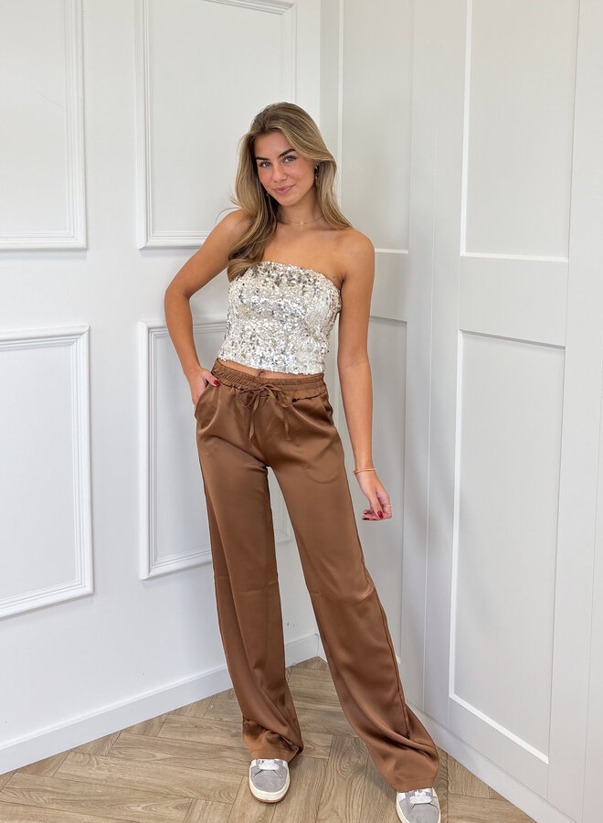 Satin broek Tess bruin