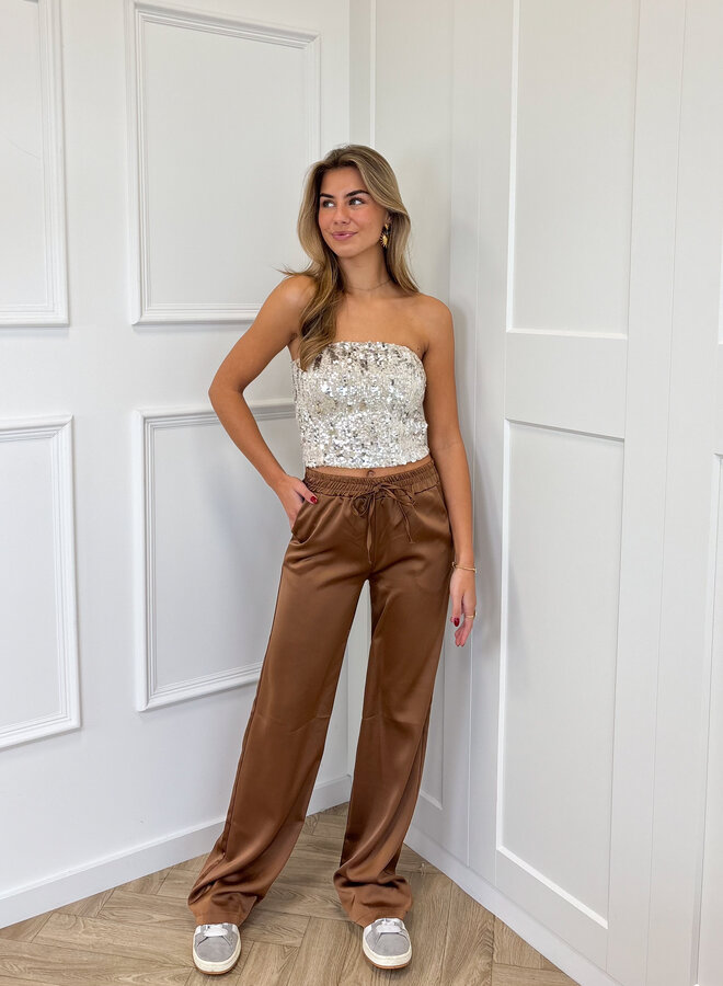 Satin broek Tess bruin