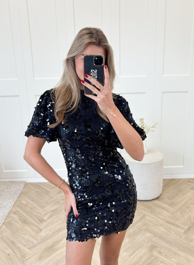 Pailletten jurk Romance zwart