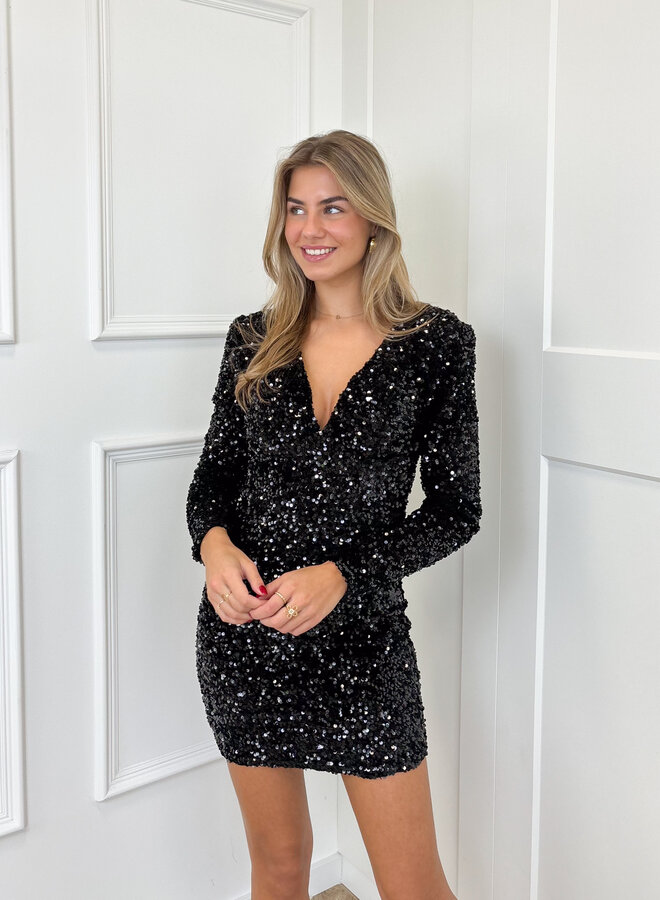 Glitter jurk Lisanne zwart