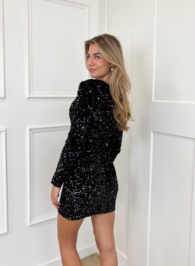 Glitter jurk Lisanne zwart