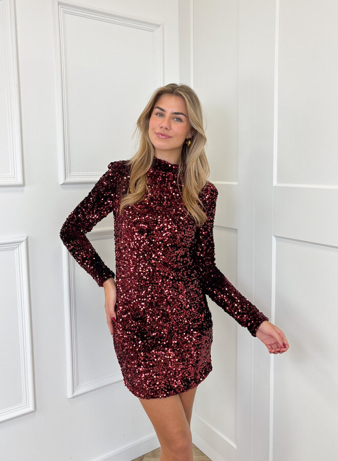Glitter jurk Annebel bordeaux