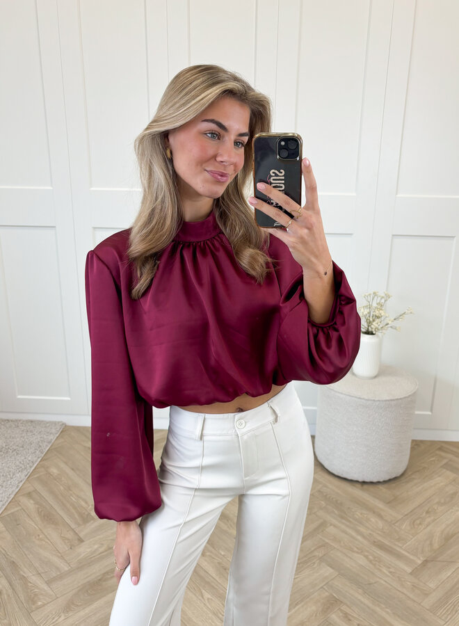 Blouse satin Nora bordeaux