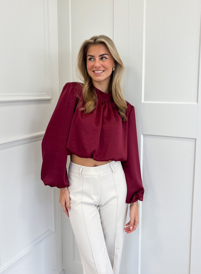 Blouse satin Nora bordeaux