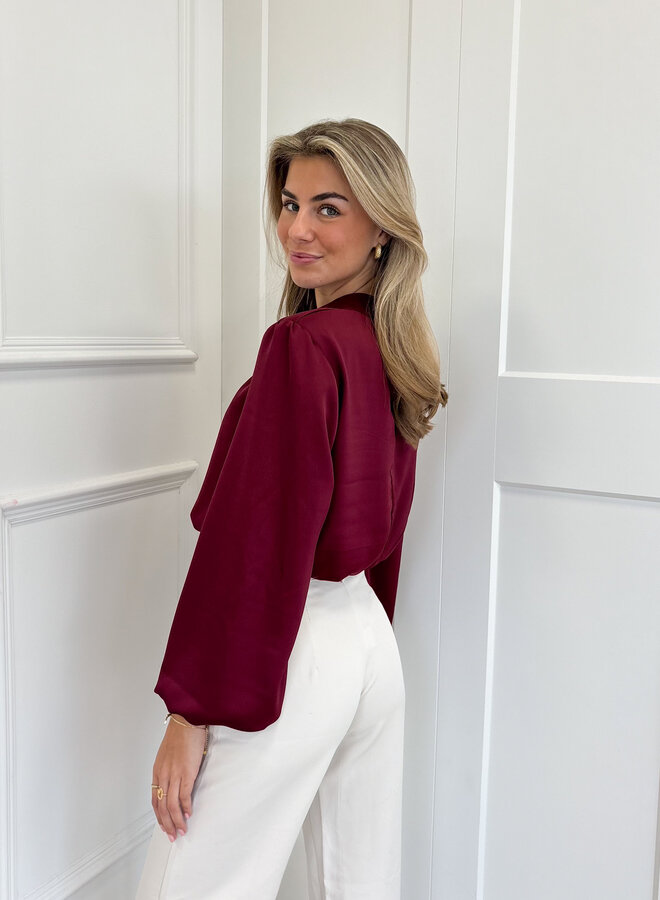 Blouse satin Nora bordeaux
