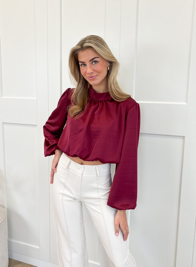 Blouse satin Nora bordeaux