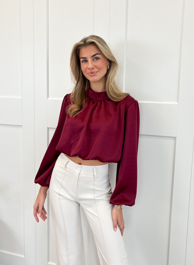 Blouse satin Nora bordeaux