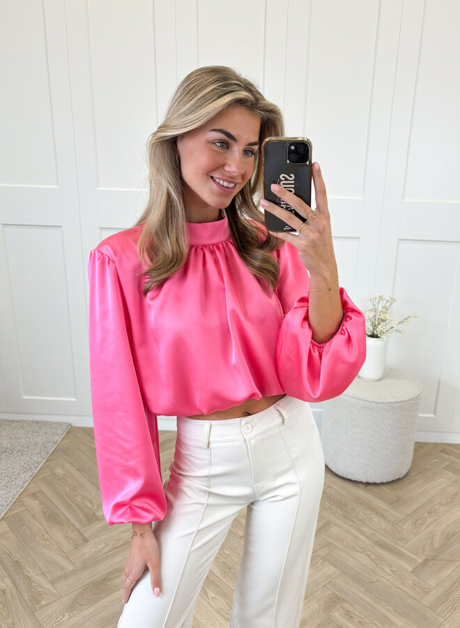 Blouse satin Nora roze