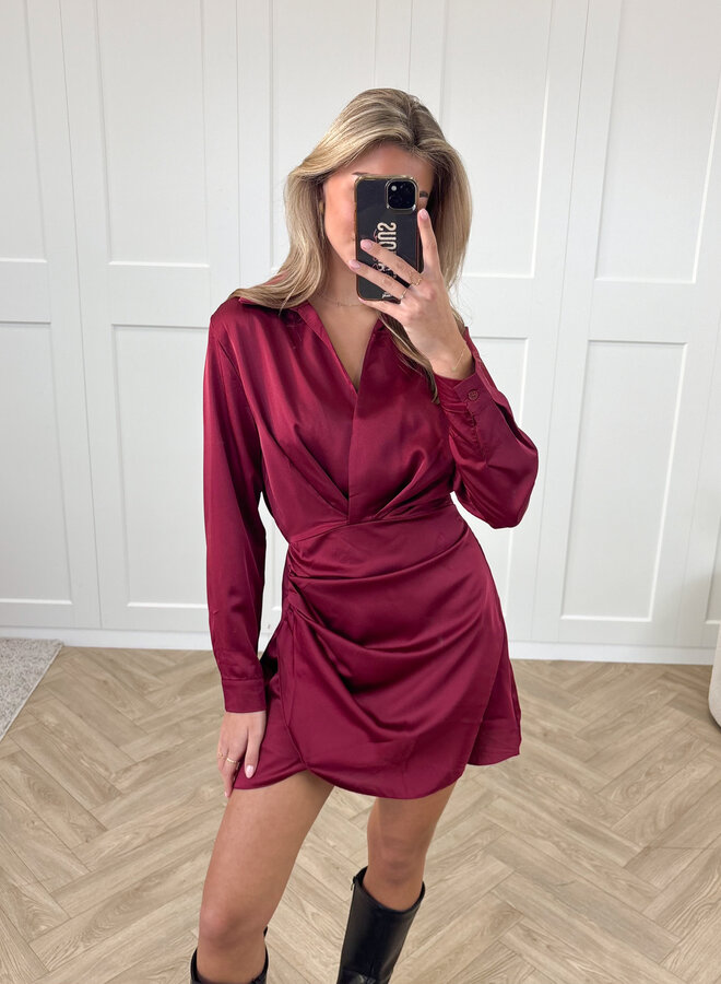 Satin dress Noa bordeauxrood
