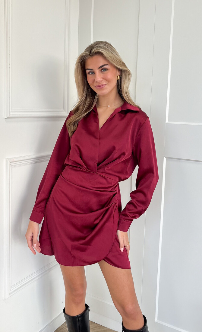 Satin dress Noa bordeauxrood
