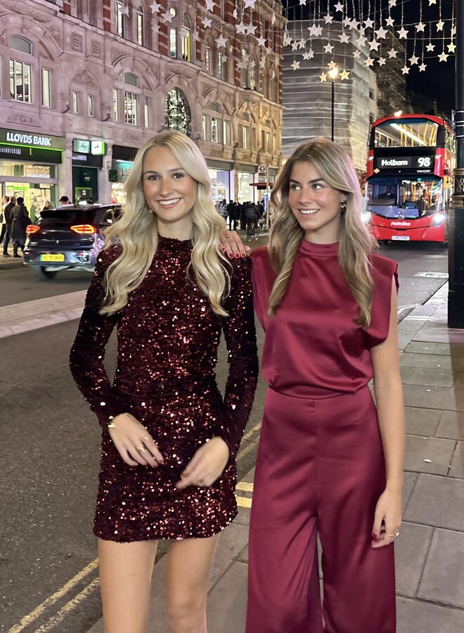 Glitter jurk Annebel bordeaux